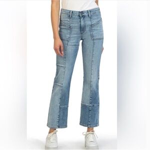 Kut From The Kloth 8 Kelsey High Rise Kick Flare Women Jeans Patchwork Tiny Flaw
